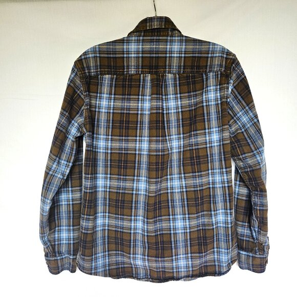 Eddie Bauer Classic Fit Brown and Blue Flannel Shirt, Size S - Picture 7 of 10